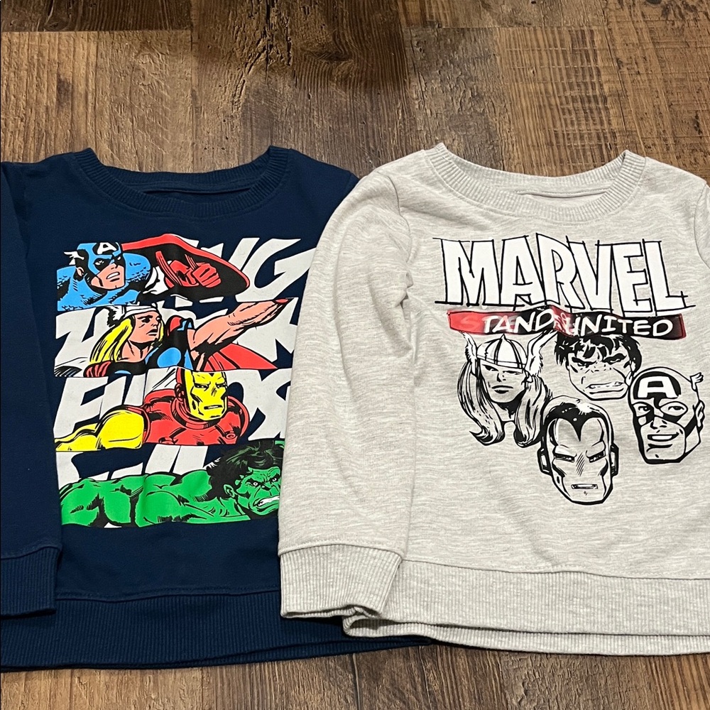Marvel Kids' Superhero Sweatshirts - Navy and Light Gray